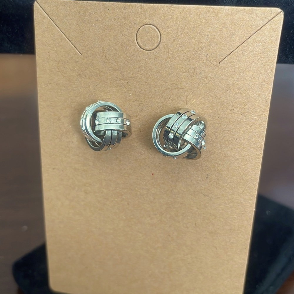 Stainless steel and CZ “Knot” earrings